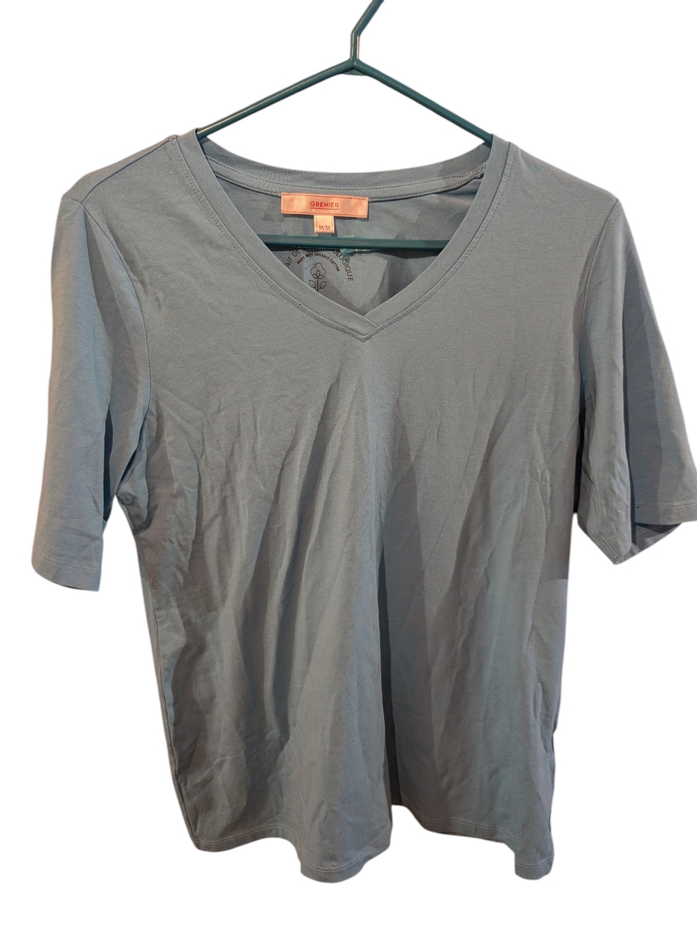 V-Neck Short Sleeve Tee in Slate Blue